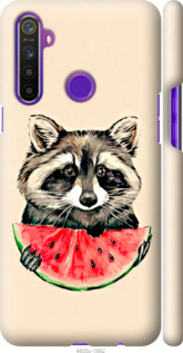 Чехол на Realme 6i Енотик з арбузом 4605m-2059 (Сірий)