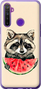 Чехол на Realme 6i Енотик с арбузом 4605t-2059 (Серый)