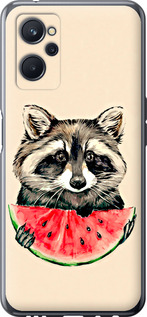 Чехол на Realme 9i Енотик з арбузом 4605u-2705 (Сірий)