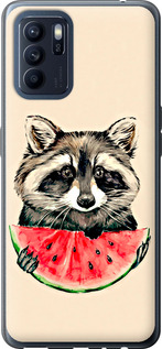 Чохол на Oppo Reno6 Z Єнотик з кавуном 4605u-2477 (Сірий)