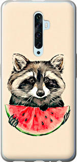Чохол на Oppo Reno 2Z Єнот з кавуном 4605u-1867 (Сірий)