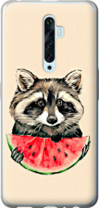 Чехол на Oppo Reno 2Z Енотик с арбузом 4605u-1867 (Серый)