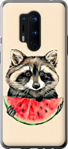 Чохол на OnePlus 8 Pro Єнот з кавуном 4605t-1896 (Сірий)