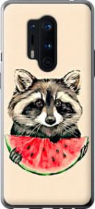 Чохол на OnePlus 8 Pro Єнот з кавуном 4605u-1896 (Сірий)
