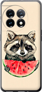 Чохол на OnePlus 11 Єнотик з кавуном 4605u-2940 (Сірий)