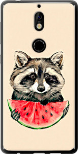 Чехол на Nokia 7 Енотик с арбузом 4605u-1367 (Серый)