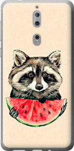 Чехол на Nokia 8 Енотик с арбузом 4605u-1115 (Серый)