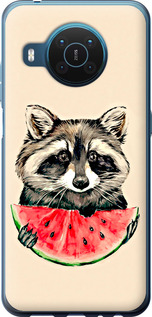Чохол на Nokia X20 Єнотик з кавуном 4605u-2532 (Сірий)