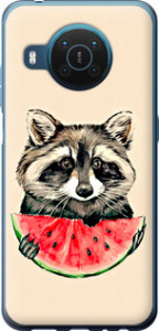 Чехол на Nokia X20 Енотик с арбузом 4605u-2532 (Серый) для Nokia X10