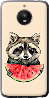 Чехол на Motorola Moto E4 Plus Енотик с арбузом 4605u-1000 (Серый)