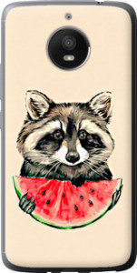 Чехол на Motorola Moto E4 Plus Енотик с арбузом 4605u-1000 (Серый)