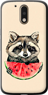 Чохол на Motorola MOTO G4 PLUS Єнотик з кавуном 4605t-953 (Сірий)