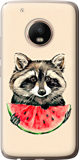 Чехол на Motorola Moto G5 PLUS Енотик з арбузом 4605t-1038 (Сірий)