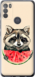 Чехол на Motorola G50 Енотик с арбузом 4605u-2354 (Серый)