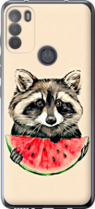 Чехол на Motorola G50 Енотик с арбузом 4605u-2354 (Серый)