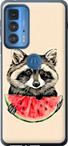 Чохол на Motorola Edge 20 Pro Єнот з кавуном 4605u-2662 (Сірий)