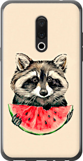 Чехол на Meizu 15 Енотик с арбузом 4605u-1472 (Серый)