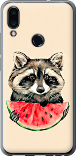 Чехол на Meizu Note 9 Енотик з арбузом 4605t-1689 (Сірий)