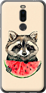 Чохол на Meizu X8 Єнот з кавуном 4605u-1601 (Сірий)