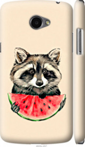 Чехол на LG K5 X220 Енотик с арбузом 4605c-457 (Серый)