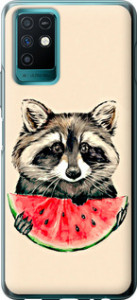 Чехол на Infinix Note 10 Енотик с арбузом 4605u-2763 (Серый)