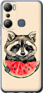 Чехол на Infinix Hot 20i Енотик з арбузом 4605u-2964 (Сірий)
