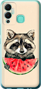 Чехол на Infinix Hot 12 Play Енотик с арбузом 4605u-2759 (Серый)