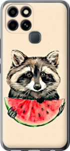 Чехол на Infinix Smart 6 Енотик з арбузом 4605u-2758 (Сірий)