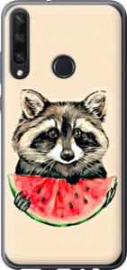 Чехол на Huawei Y6p Енотик с арбузом 4605t-1952 (Серый)