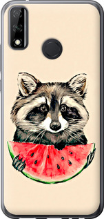 Чехол на Huawei Y8s Енотик з арбузом 4605u-2027 (Сірий)