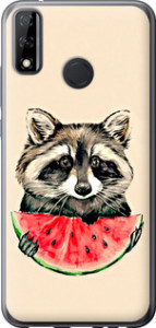 Чехол на Huawei Y8s Енотик з арбузом 4605u-2027 (Сірий)