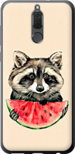 Чохол на Huawei Mate 10 Lite Єнотик з кавуном 4605t-1240 (Сірий)