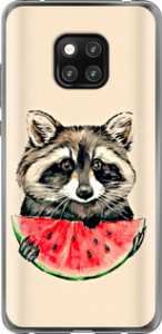 Чехол на Huawei Mate 20 Pro Енотик с арбузом 4605t-1567 (Серый)