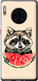 Чехол на Huawei Mate 30 Pro Енотик с арбузом 4605u-1796 (Серый)