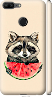 Чехол на Huawei Honor 9 Lite Енотик с арбузом 4605m-1359 (Серый)