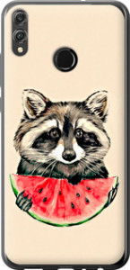 Чехол на Huawei Honor 8X Енотик с арбузом 4605t-1596 (Серый)
