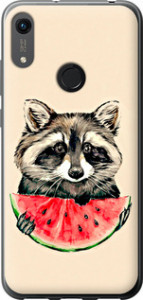 Чехол на Huawei Honor 8A Енотик с арбузом 4605t-1635 (Серый)