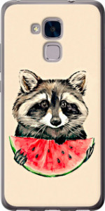 Чехол на Huawei Honor 5C Енотик с арбузом 4605t-356 (Серый) для Huawei Honor 5C