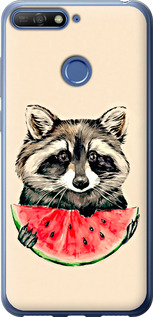 Чехол на Huawei Honor 7C Енотик с арбузом 4605t-1411 (Серый)