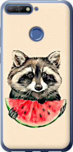 Чехол на Huawei Honor 7C Енотик с арбузом 4605t-1411 (Серый)