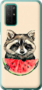 Чехол на Huawei Honor 30S Енотик с арбузом 4605u-1897 (Серый)