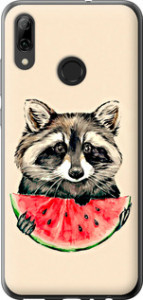 Чохол на Huawei P Smart 2019 Єнотик з кавуном 4605t-1634 (Сірий)