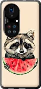Чехол на Huawei P50 Енотик з арбузом 4605u-2292 (Сірий)