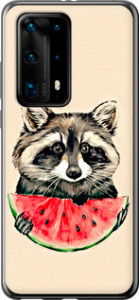 Чехол на Huawei P40 Pro Plus Енотик з арбузом 4605u-1917 (Сірий)