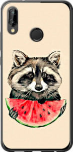 Чохол на Huawei P20 Lite Єнотик з арбузом 4605t-1410 (Сірий)