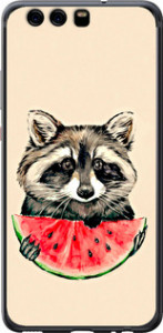 Чехол на Huawei P10 Енотик с арбузом 4605t-780 (Серый)