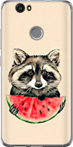 Чехол на Huawei Nova Енотик с арбузом 4605u-439 (Серый)