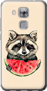 Чехол на Huawei Nova Plus Енотик с арбузом 4605u-961 (Серый)
