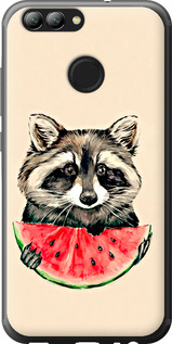 Чехол на Huawei Nova 2 Енотик с арбузом 4605t-1021 (Серый)