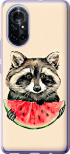 Чехол на Huawei Nova 8 Енотик с арбузом 4605u-2245 (Серый)